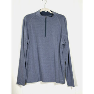 Free Fly Pullover Mens Large Blue Quarter Zip Performance Bamboo Long Sleeve